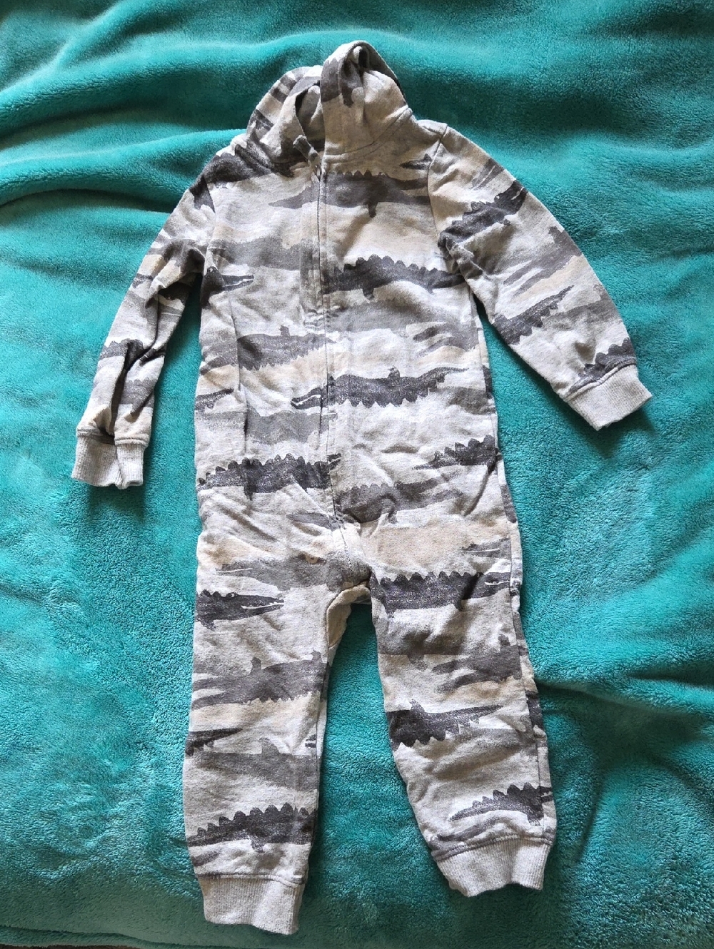 Carters Boys 24M Gray Alligator Print One Piece Jumpsuit